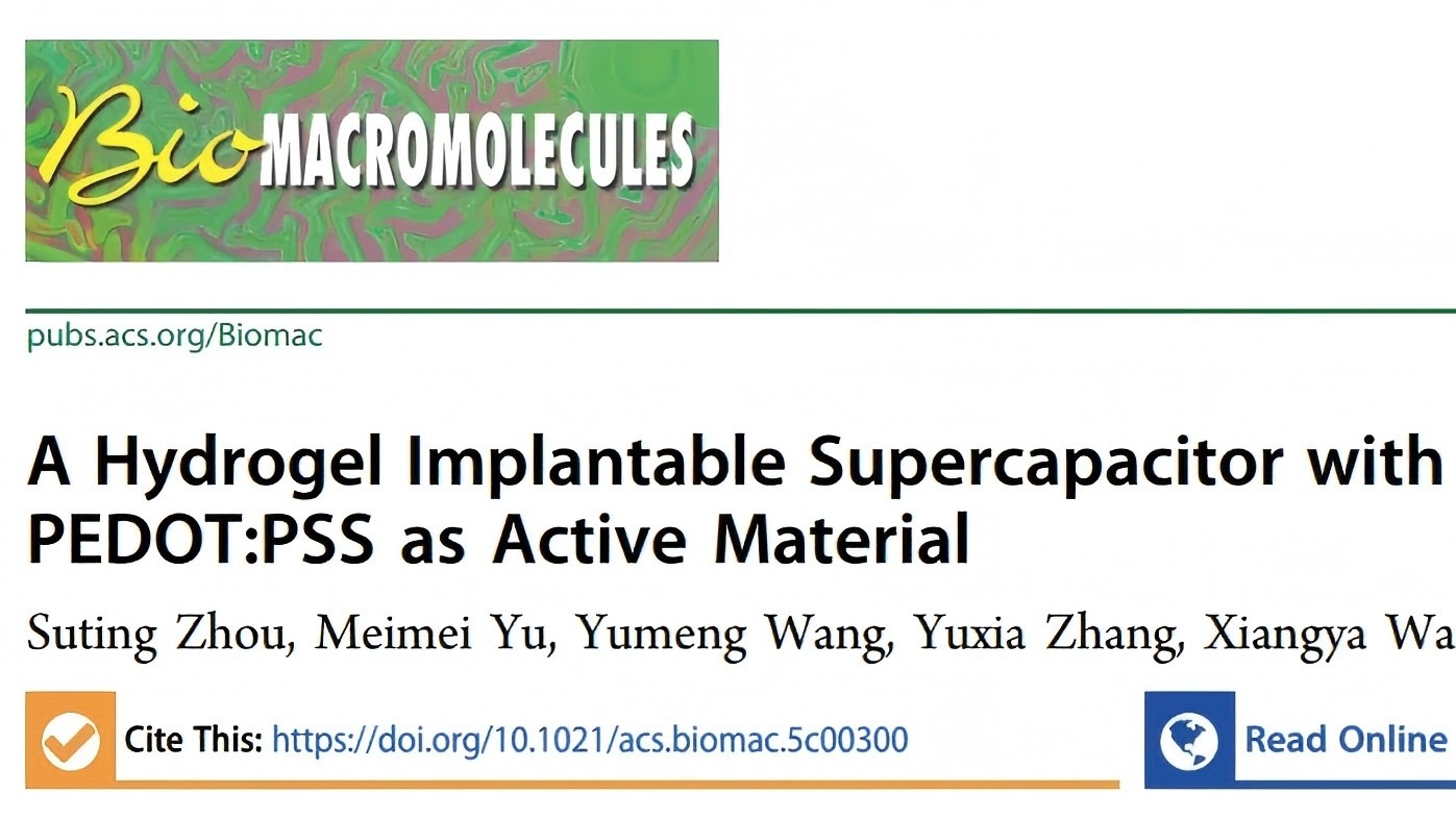 《Biomacromolecules》导电聚合物制备组织粘附性可植入超级电容器